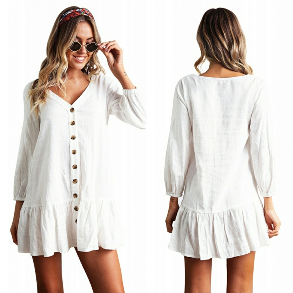 Front Button Mini Dress